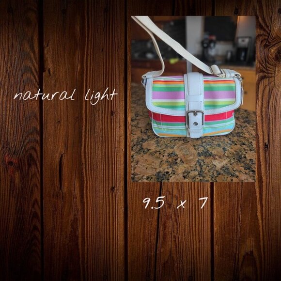 Coach Hampton Flap Multicolor Striped Crossbody/Shoulder Bag and wallet - Picture 10 of 12